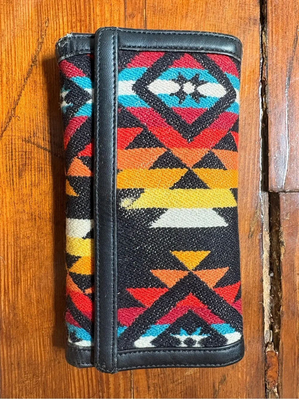 Beautiful Wool Aztec Pattern Wallet - Multicolor Tribal Design